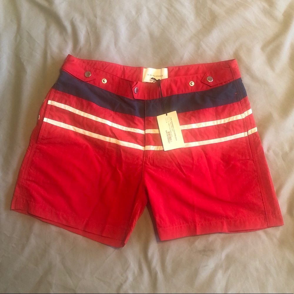 Solid and Striped Men’s Swim Trunks